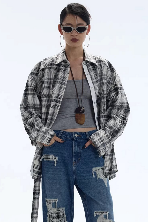 Plaid Checkered Shirt Jacket