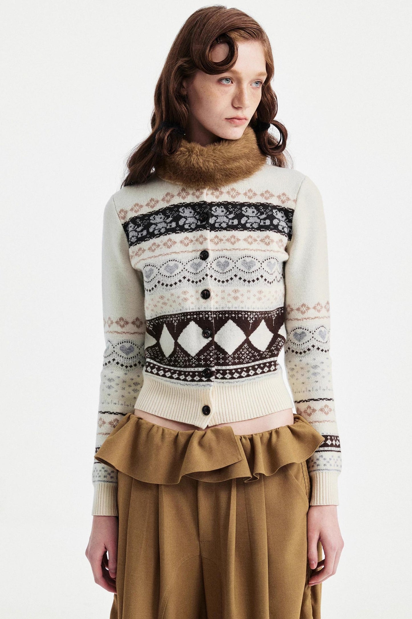 Lace-Up Fur Collar Scarf