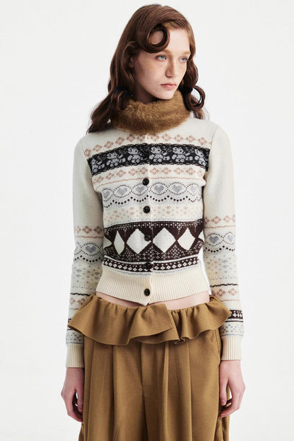 Lace-Up Fur Collar Scarf