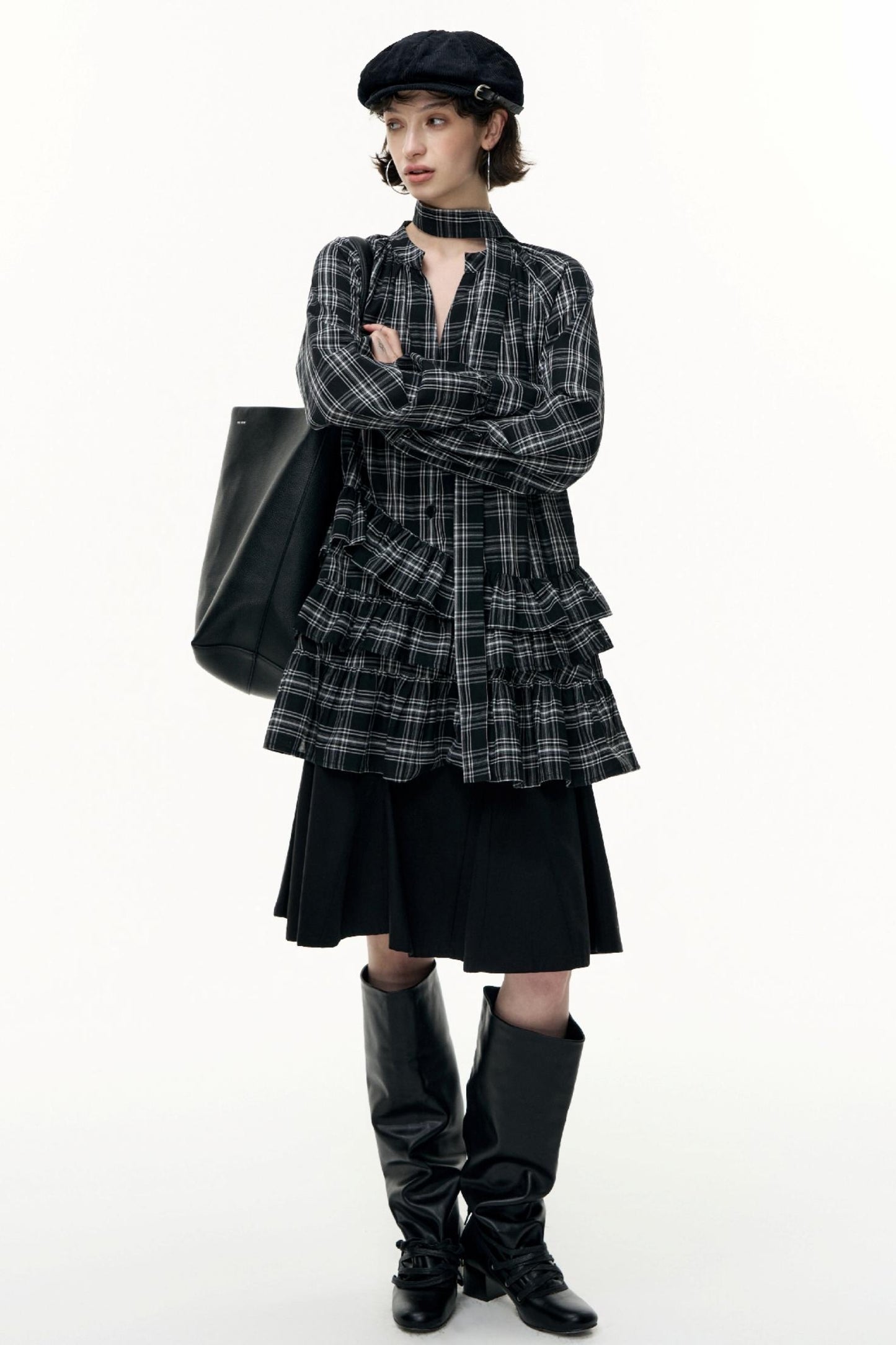 Salt Tea Plaid Shirt Dress