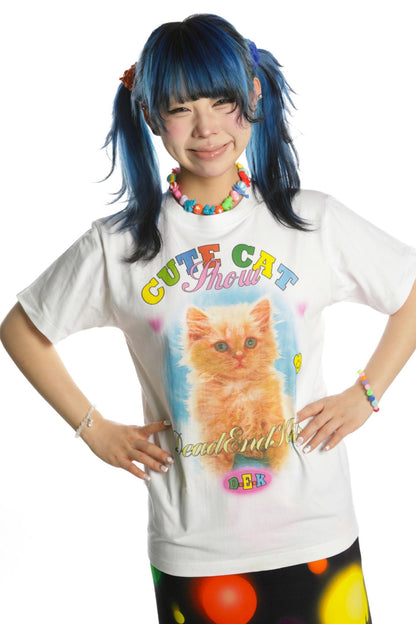 Cute Cat & Dog Print Slim Shoulder T-Shirt