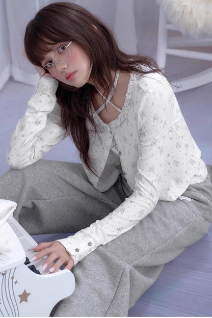 Angel Black & White Bear Print Cardigan Set-Up