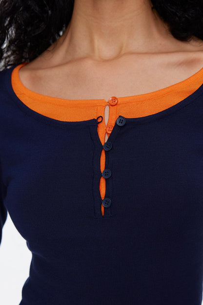 Lyocell Tencel Color-Blocked Sweater