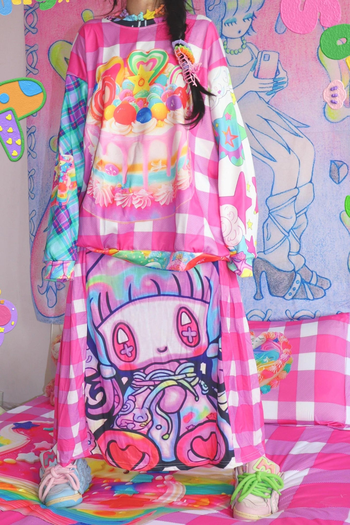 Y2K Plaid Sweatshirt Top