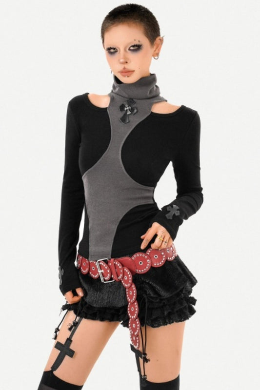 Black Asymmetrical Off-Shoulder Top