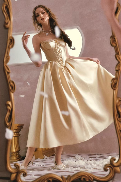 Satin-Spitzen-Korsettkleid