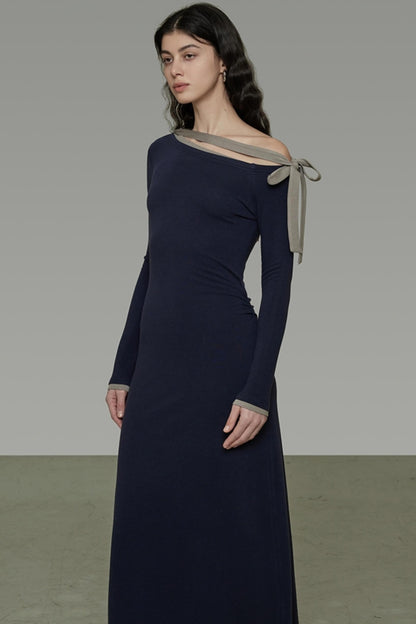 Niche Strapless Slant Knit Dress