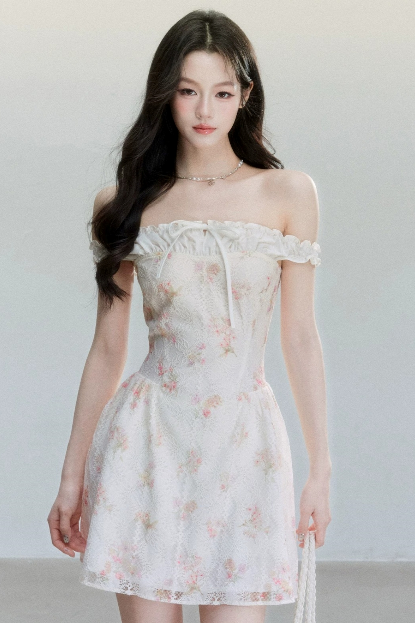 Floral Patchwork One-Shoulder Dress