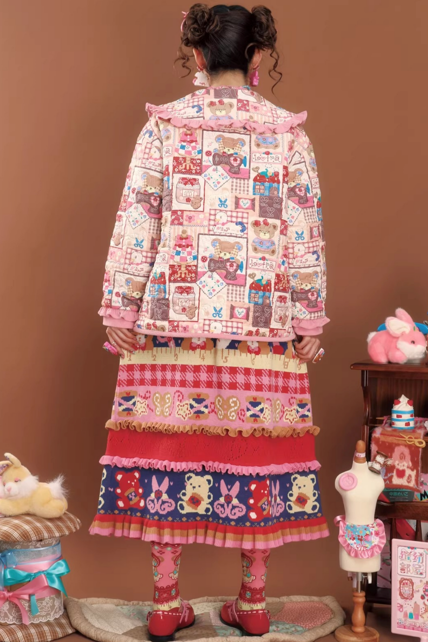 Rosa Patchwork Steppjacke