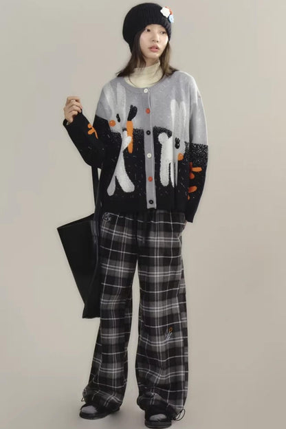 Bestickte Wollhose mit Karomuster
