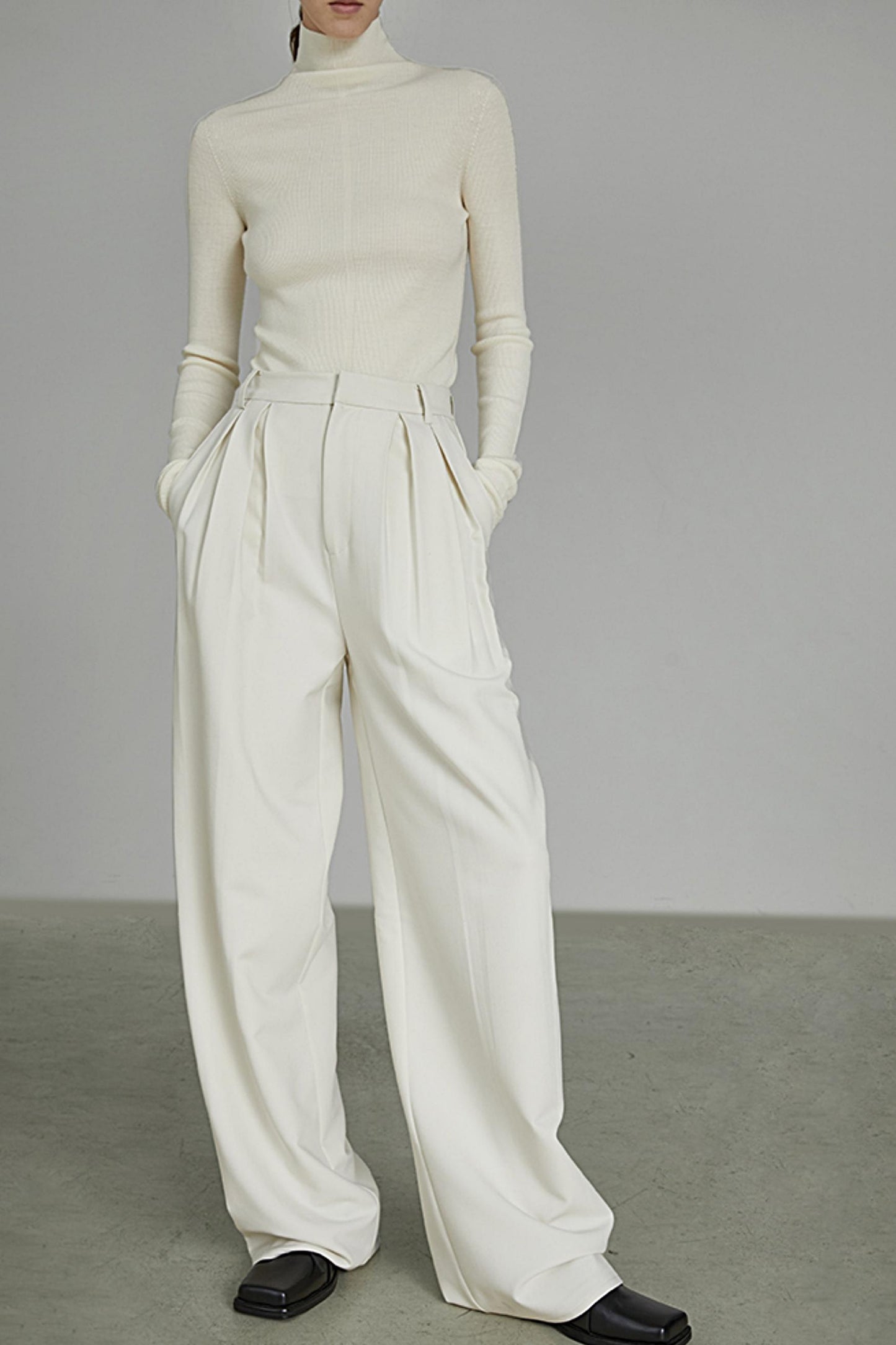 High-Waist Wide-Leg Draped Pants