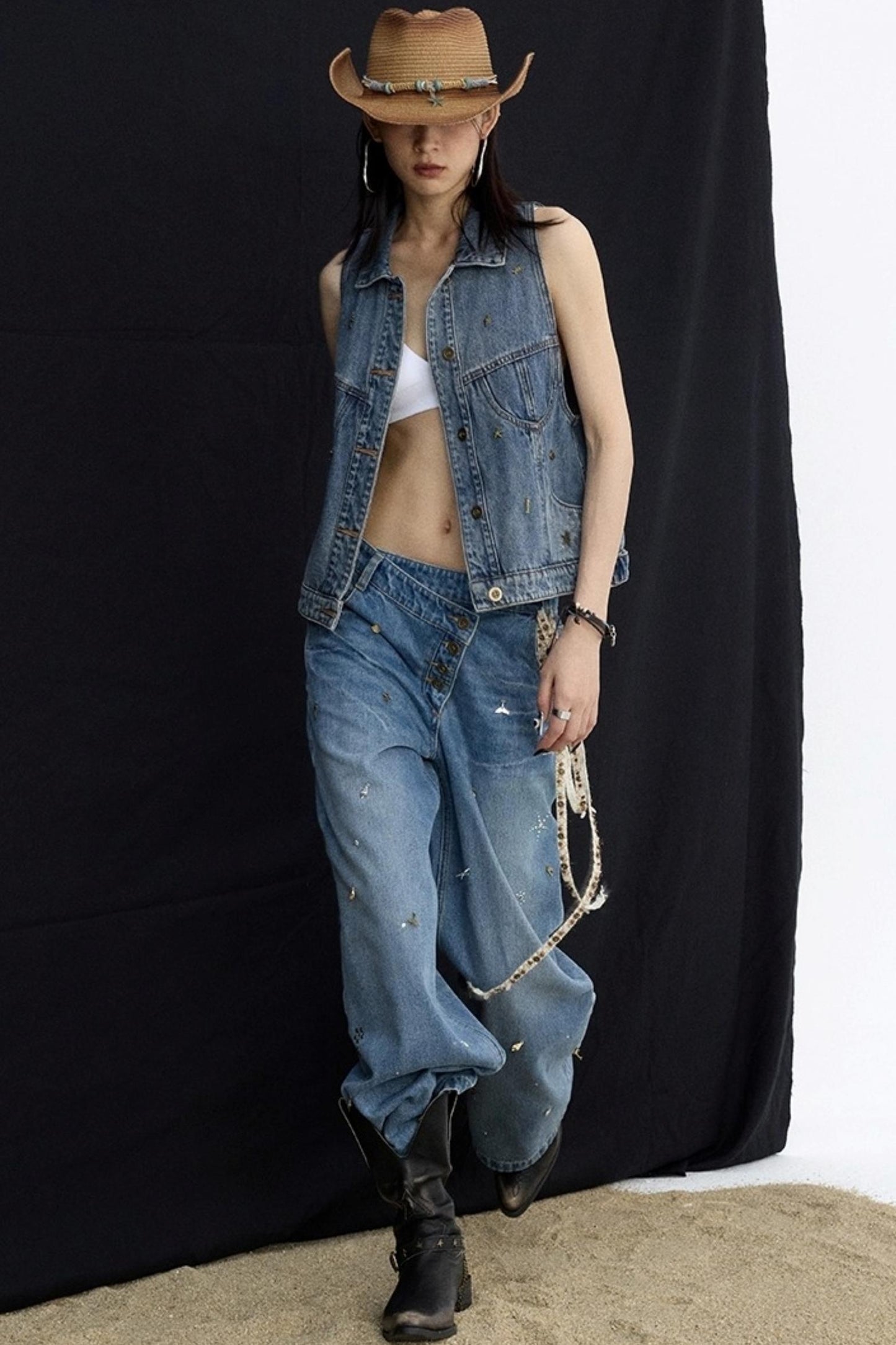 Ocean Blue Denim Vest