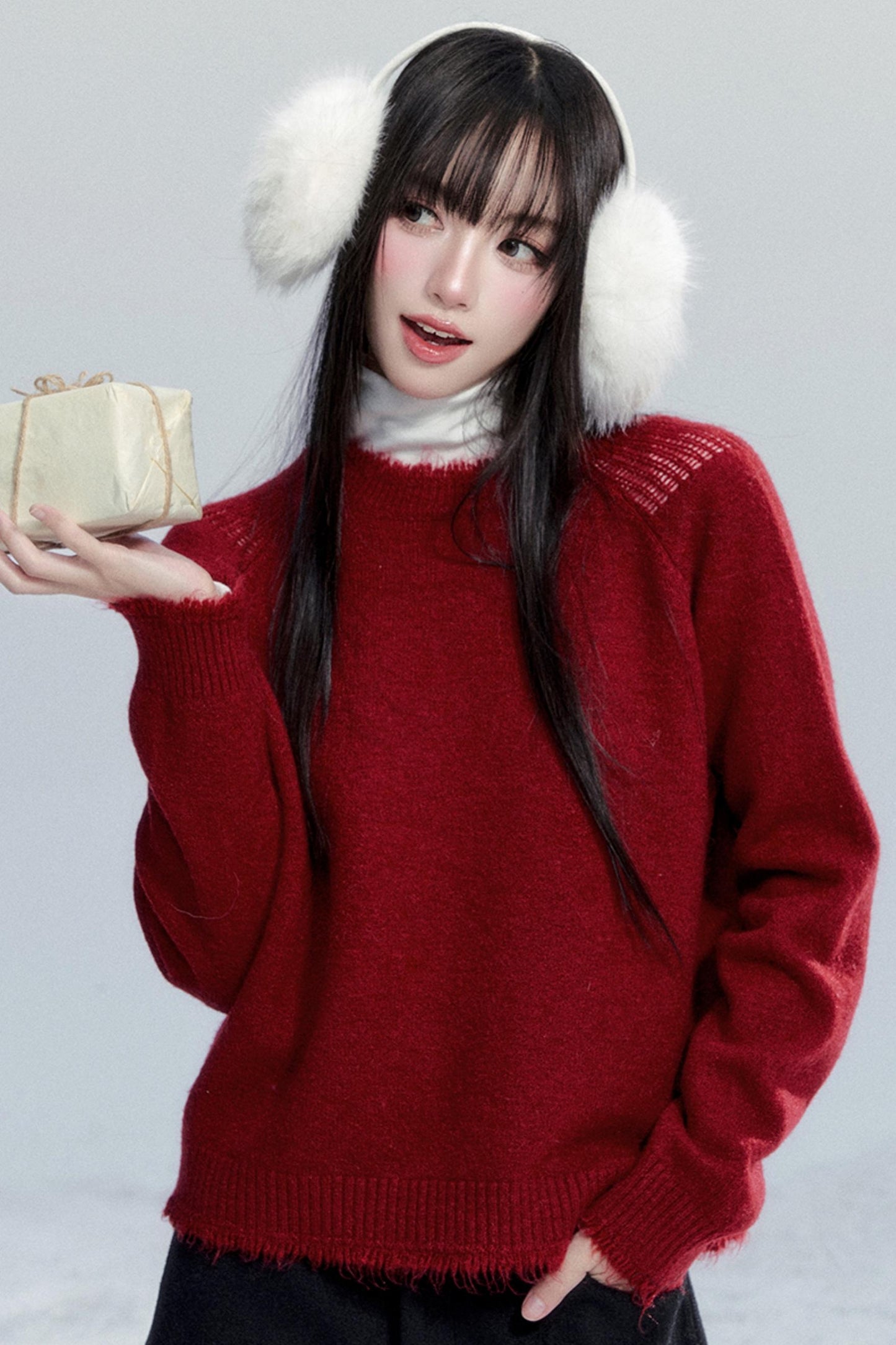 Fringed Raw Edge Knit Top