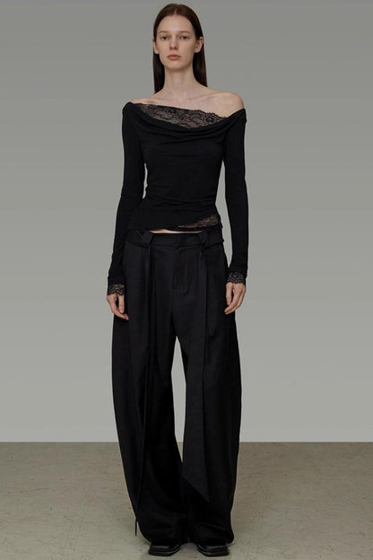 Lace One-Shoulder Knit Top