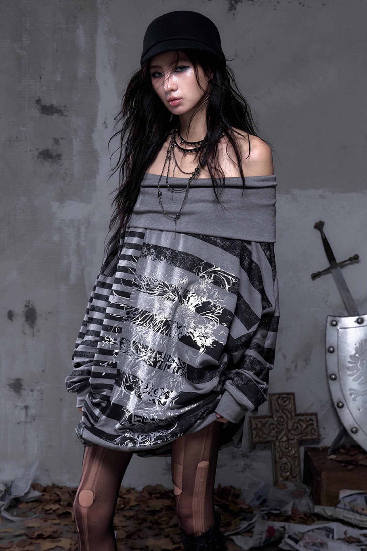 Shibuya Striped Batwing Top