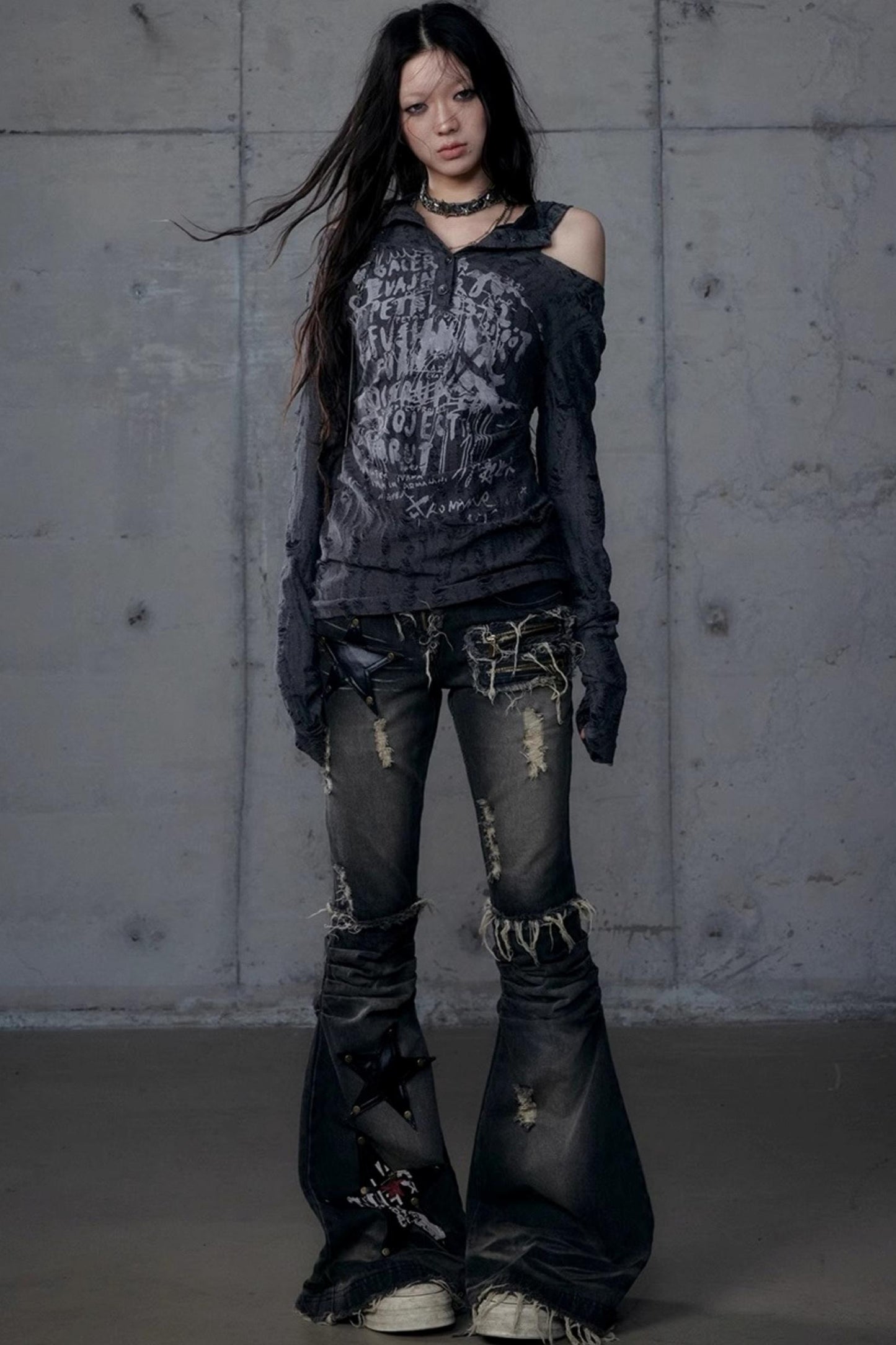 Vintage Punk Hooded Top