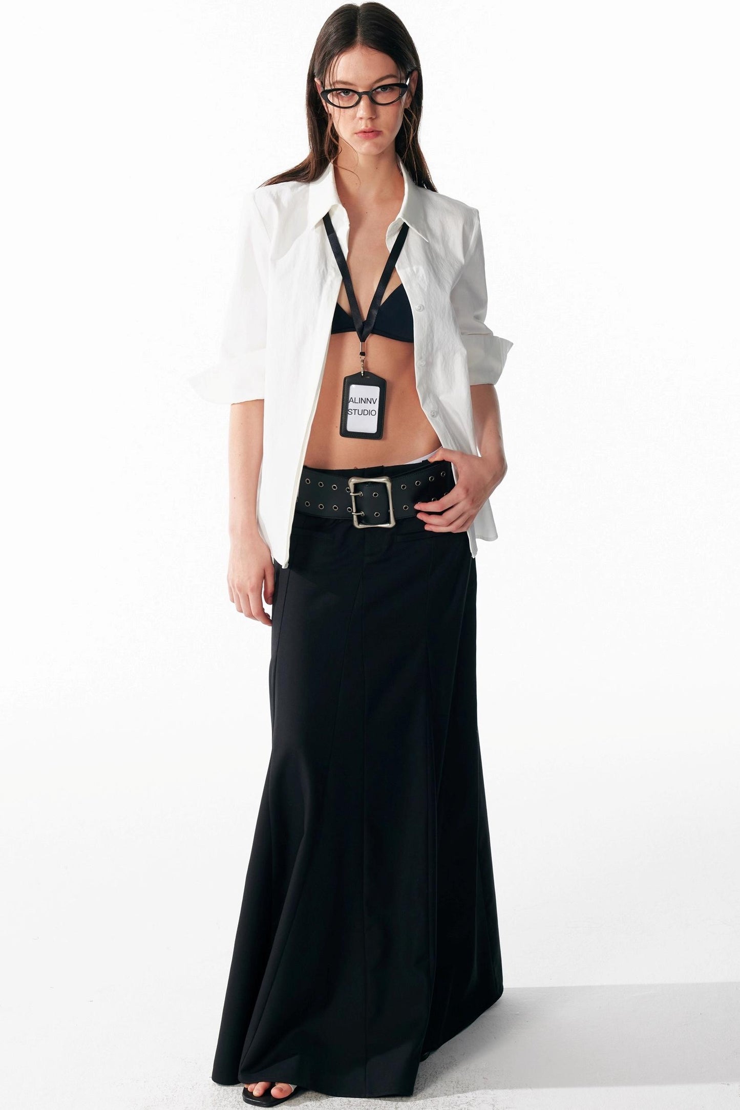 Vintage Black Low Waist A-Line Skirt