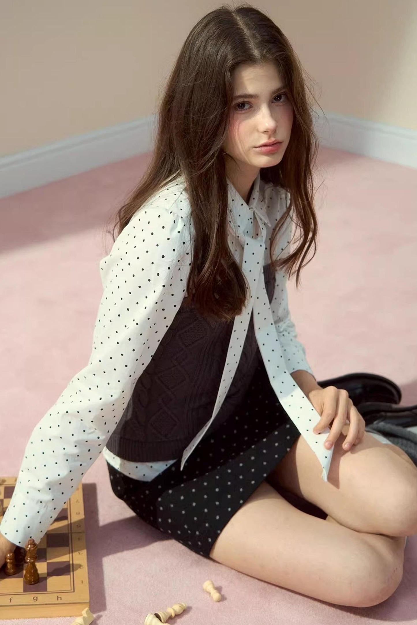 Collegiate Dot Pleats Set-Up