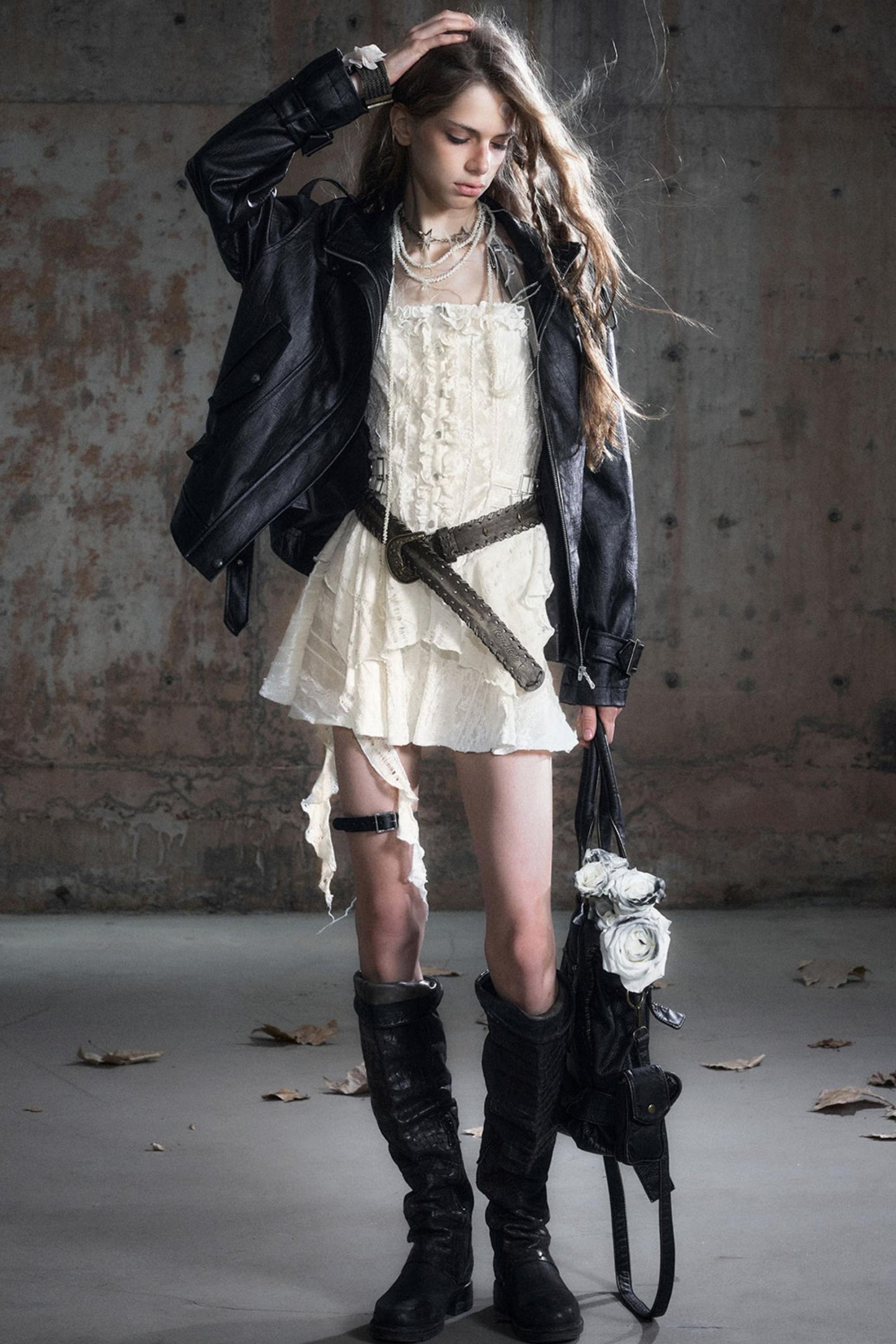 Black Textured Leather Jacket