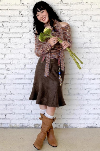 Suede Fishtail Skirt