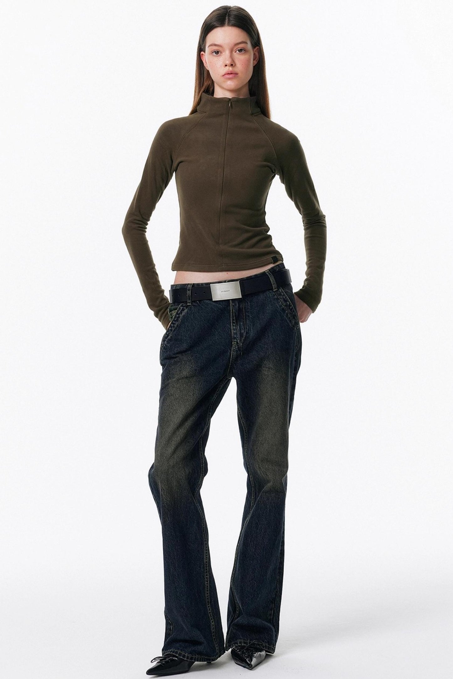 Retro Washed Micro-Flared Jeans