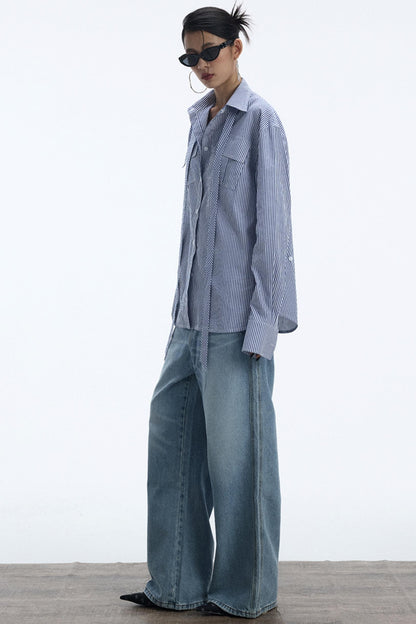 Blue And White Stripe Shirt