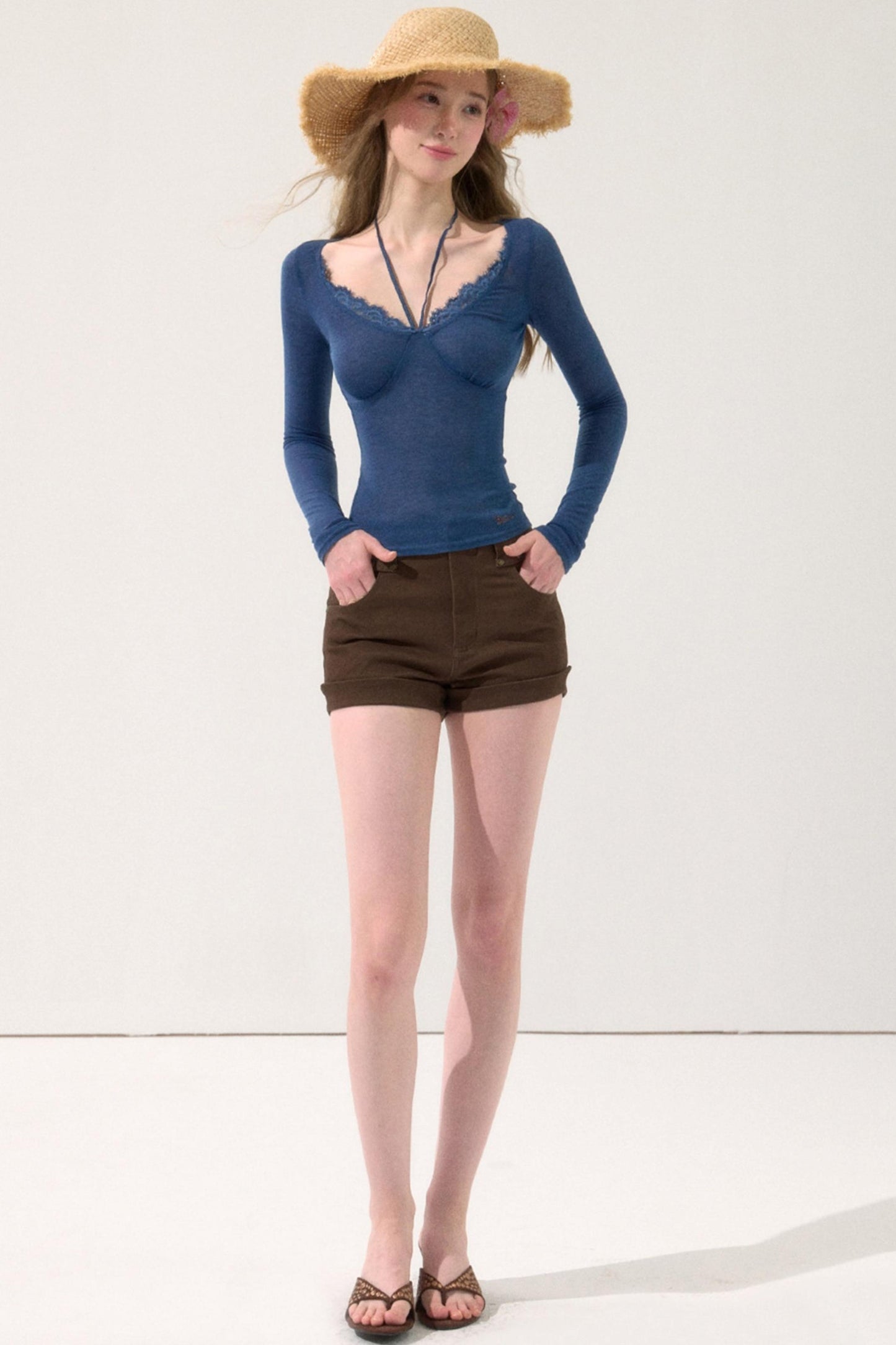 Lace Trim V-Neck Top