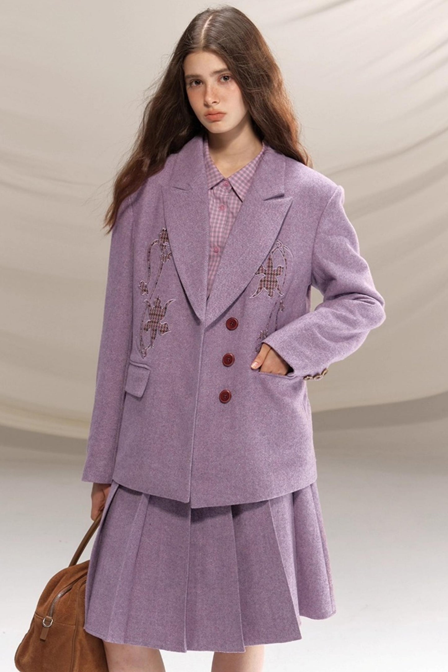 Wool Houndstooth Preppy Suit Skirt Set-Up