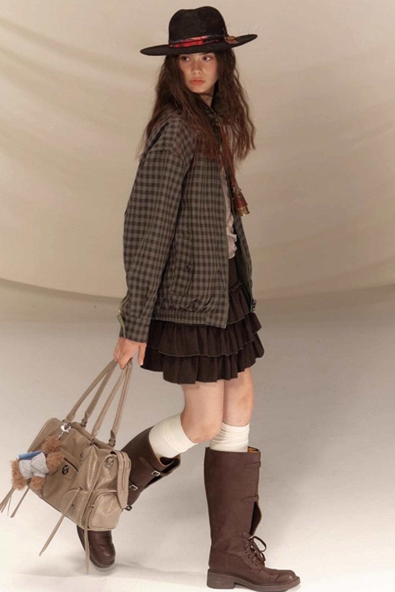 Linen Plaid Double Sided Jacket