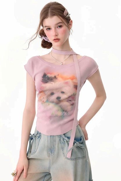 Summer Vintage Slim Fit Knitted T-Shirt