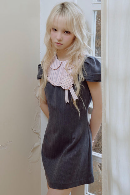 Pink Pleated Lace Suit Dress