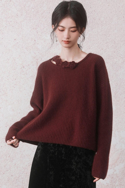 Elegant Red Knit Pullover