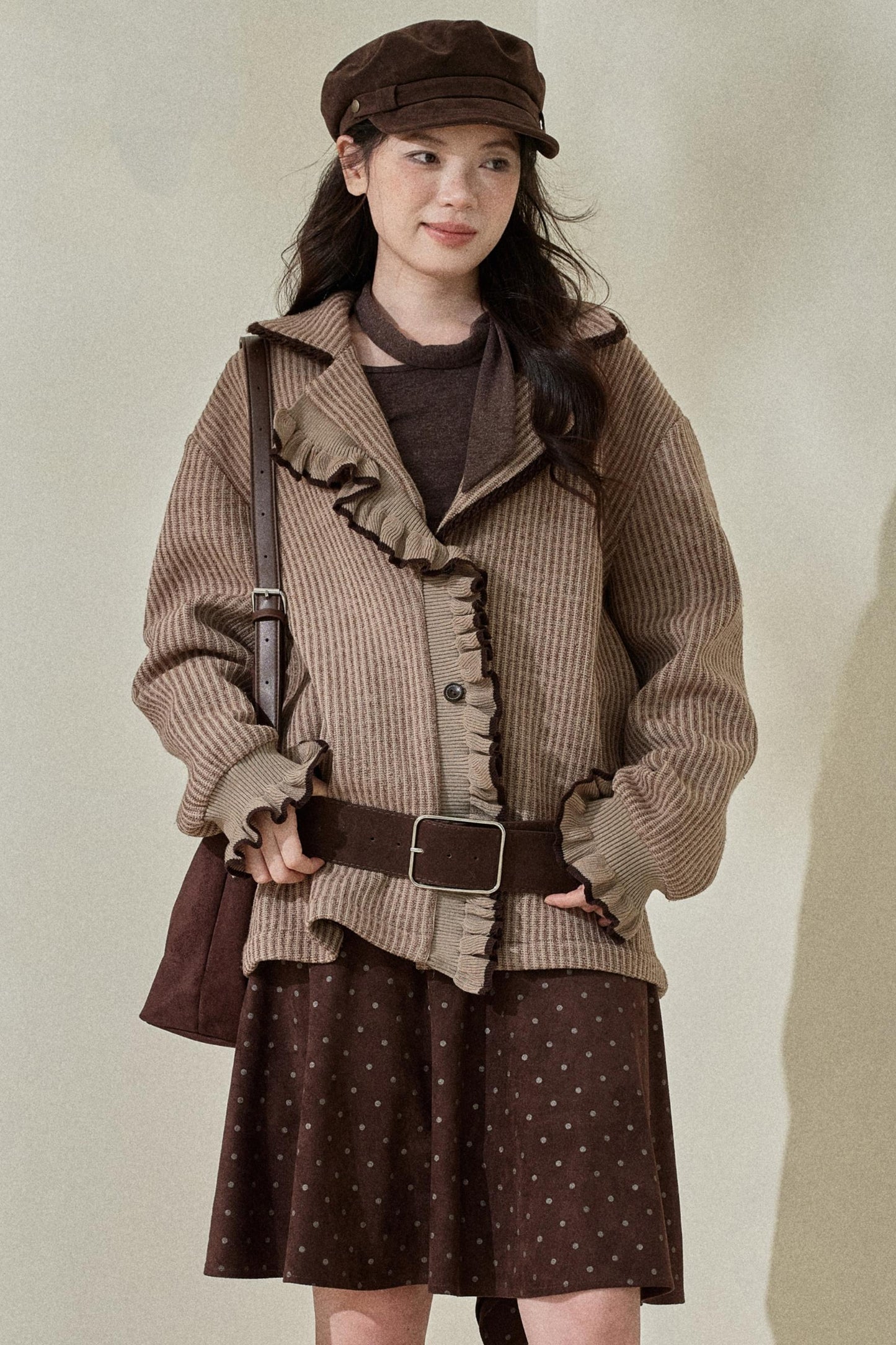 Original Striped Fleece Knitted Jacket