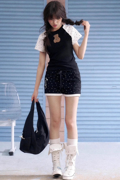 Playful Polka Dot Peplum Shorts