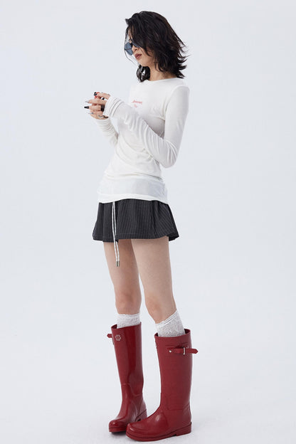 Schmales, bedrucktes Baselayer-Top mit Schleife