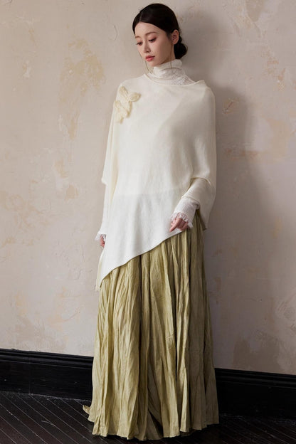 Autumn White Wool Cape