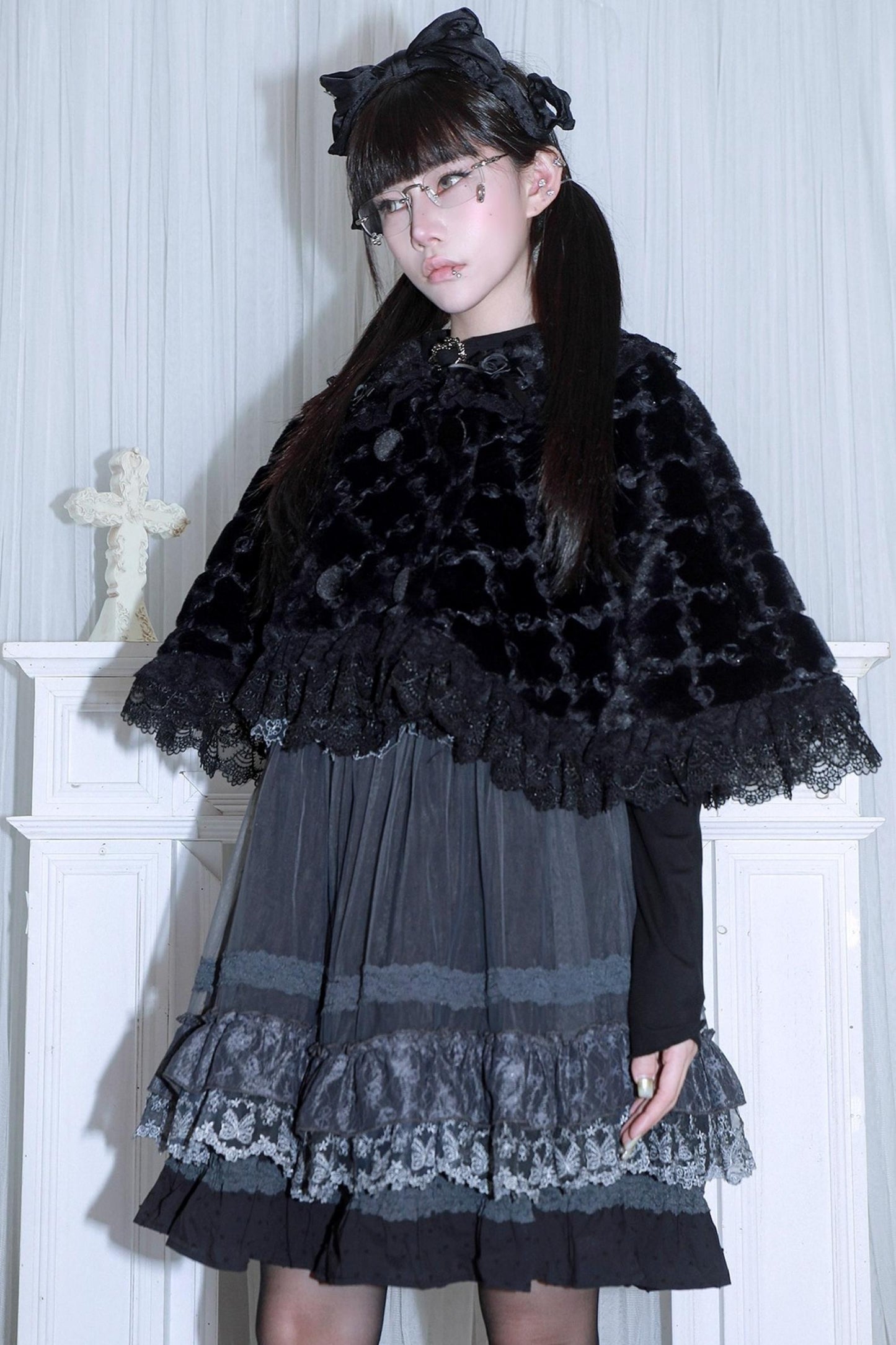 Plush Rose Lace Cape