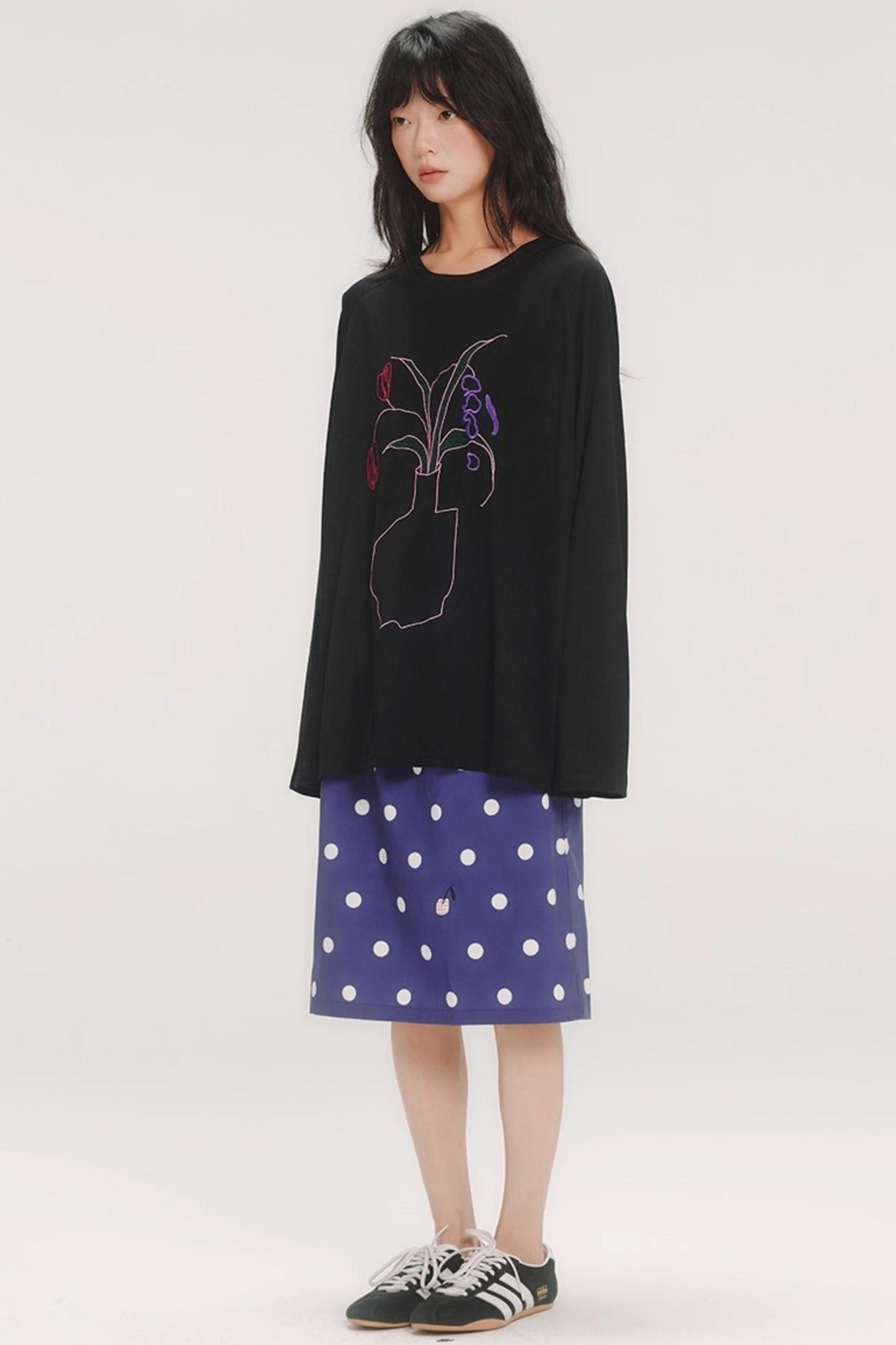 Casual Flower Art Raglan Sleeve T-Shirt