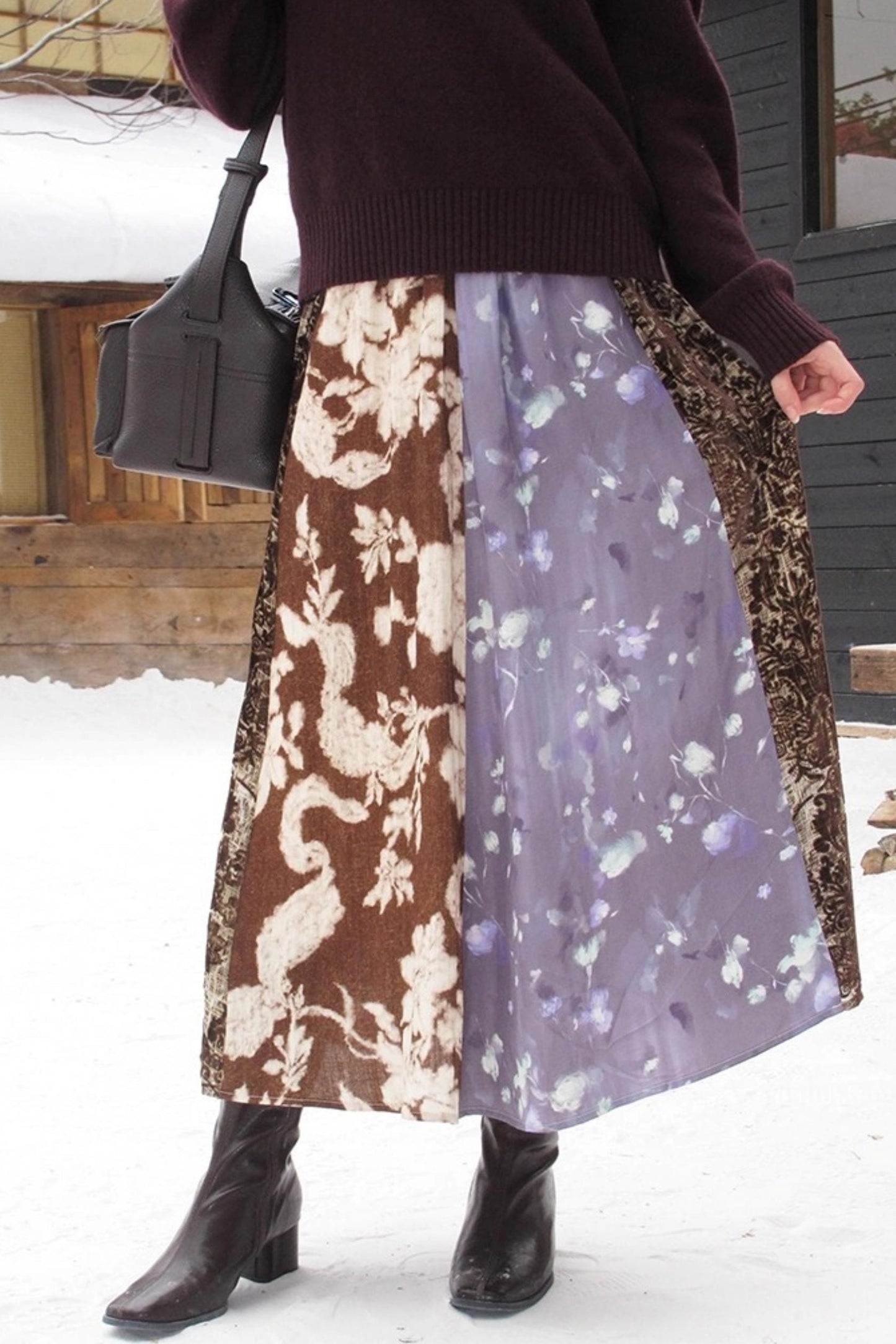 Retro Jacquard Taro Purple Skirt