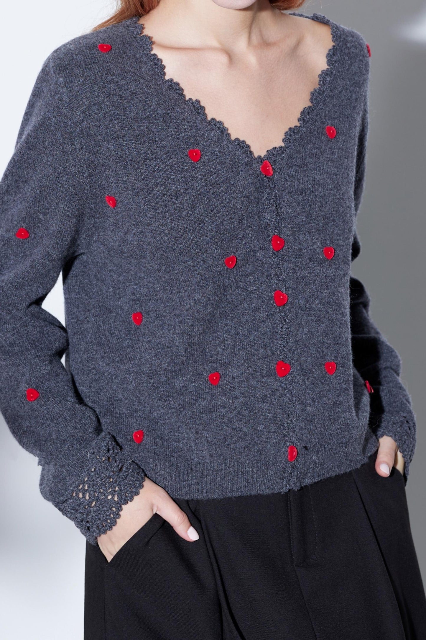 Crafted Woolen V-Neck Top