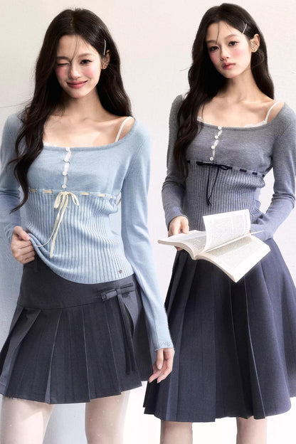 Morning Cherry Ribbon Knit Top