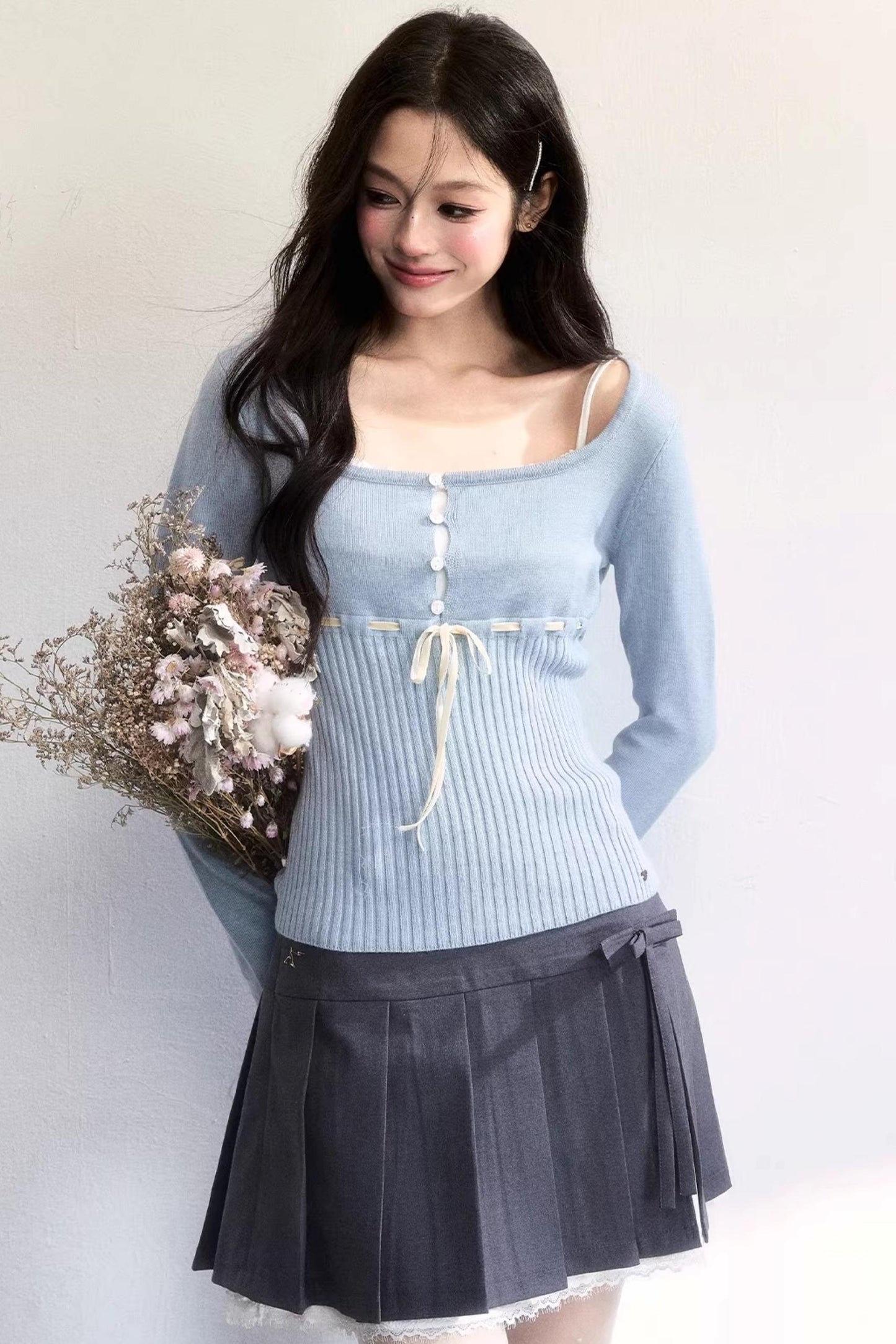 Morning Cherry Ribbon Knit Top