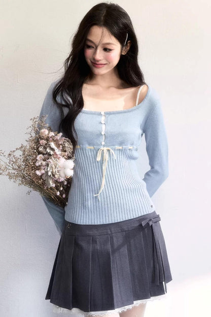 Morning Cherry Ribbon Knit Top