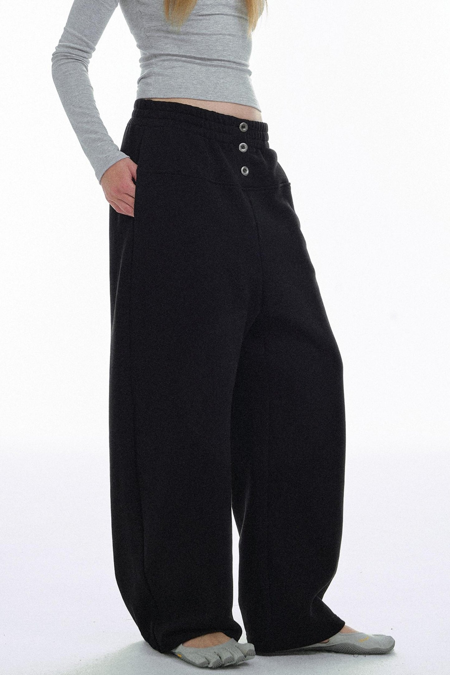 Solid Color Low-Rise Sweatpants