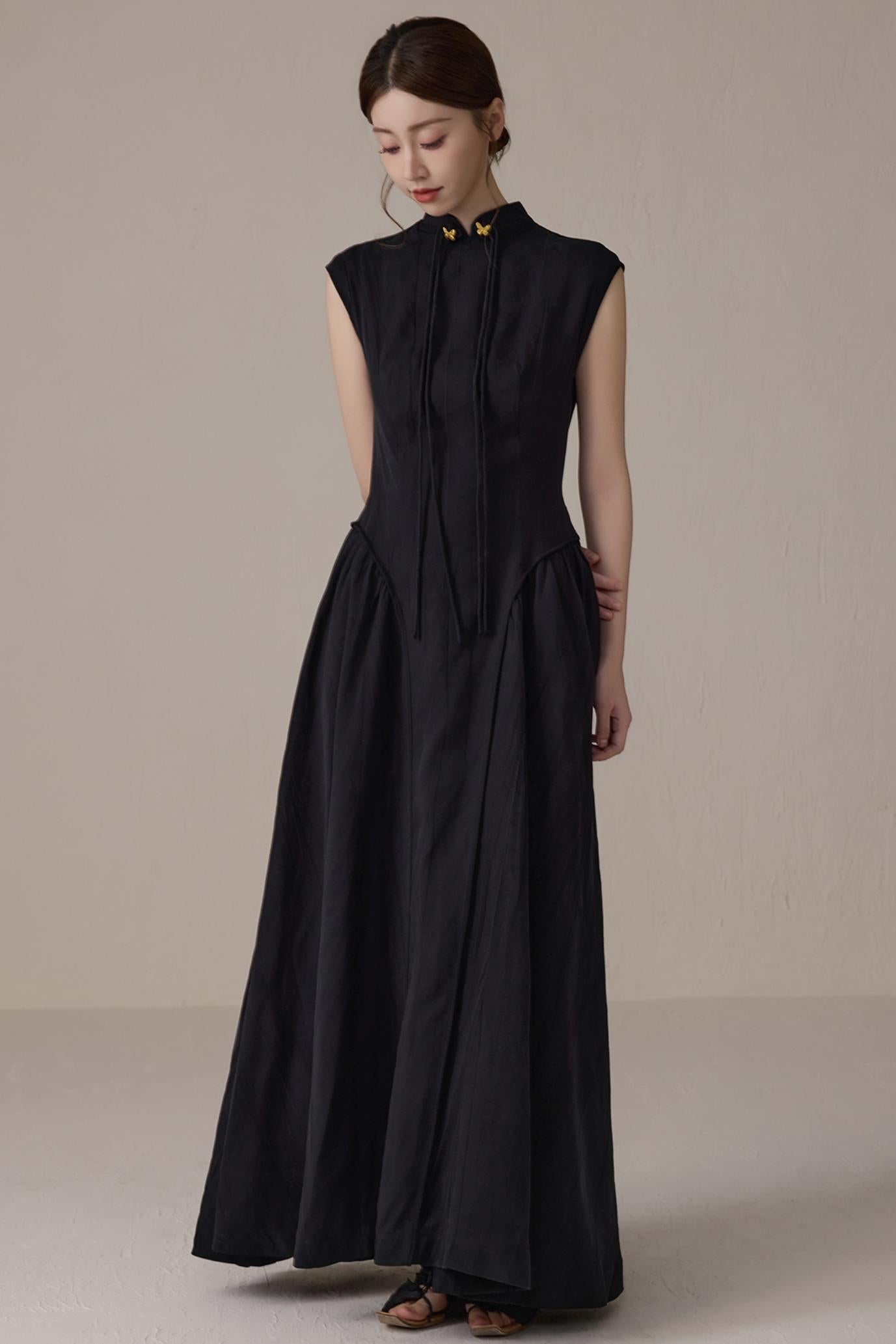 Elegant Black Cheongsam Dress