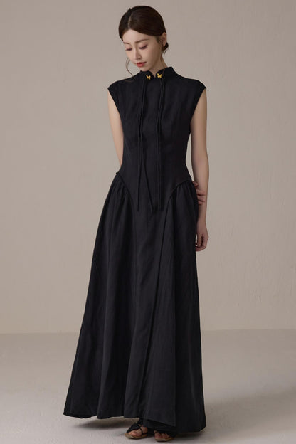 Elegant Black Cheongsam Dress