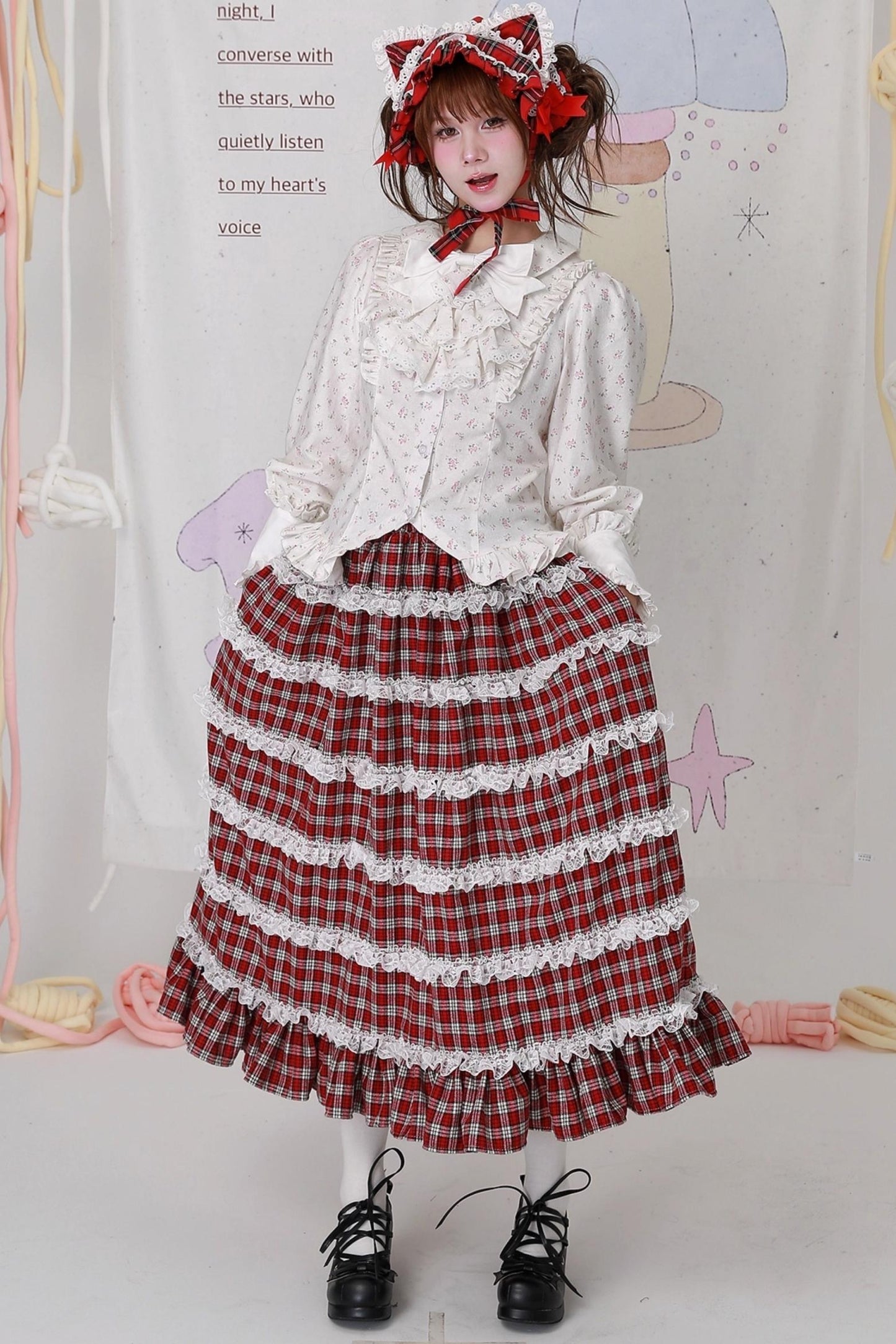 Red Plaid Lolita Skirt