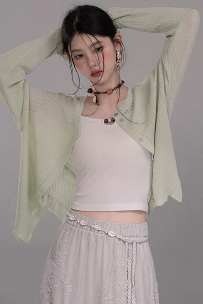 Cloud White Knit Cardigan Top