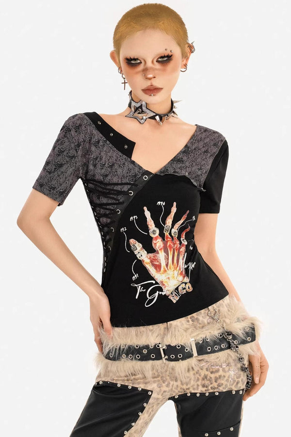 Gothic Lace-Up Rock Top