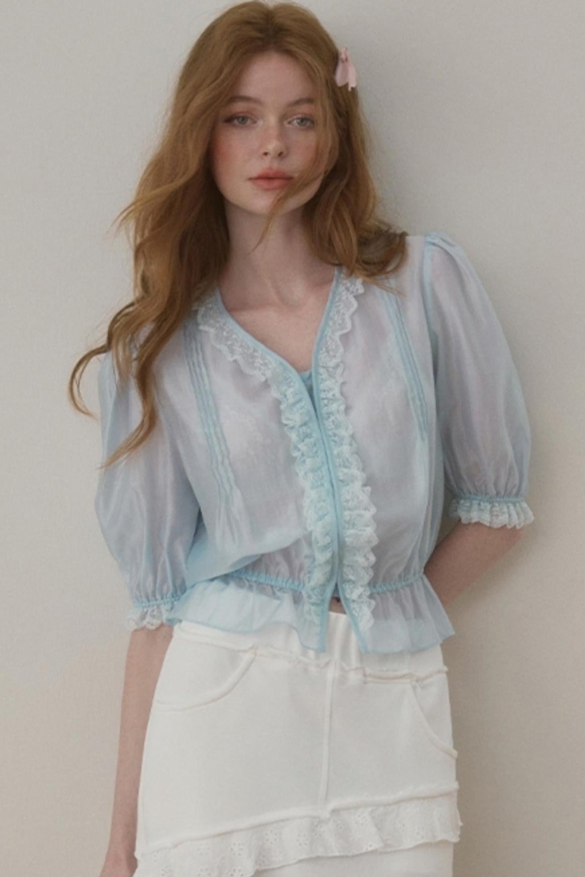 Lace Detail Feminine Trim Blouse